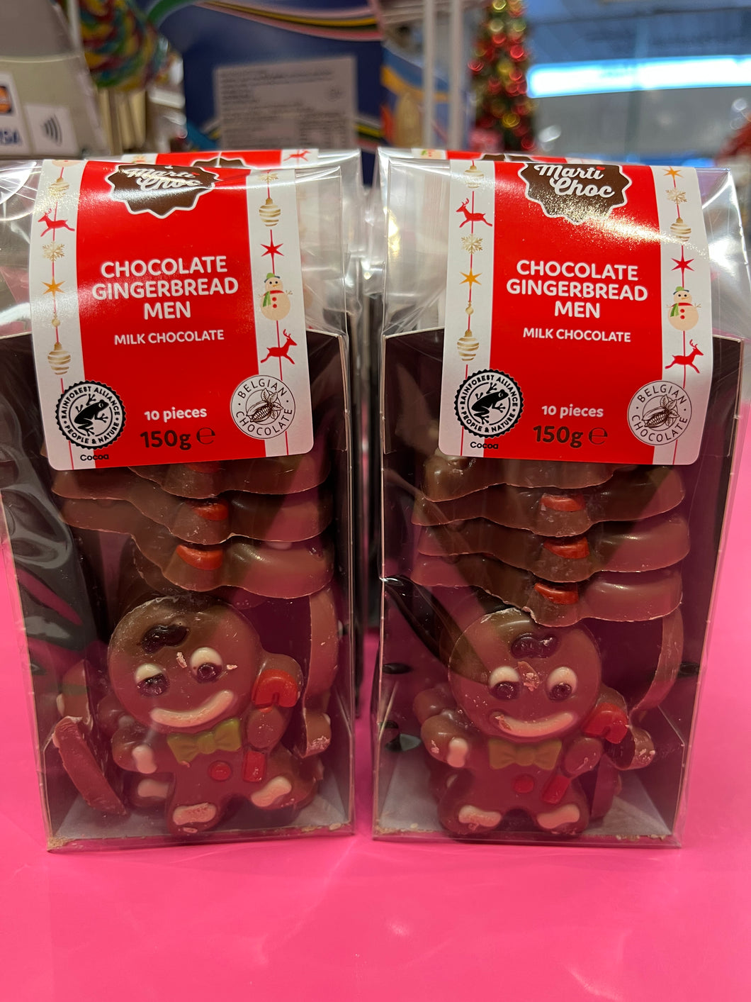 Chocolate Gingerbread Men in gift pouch